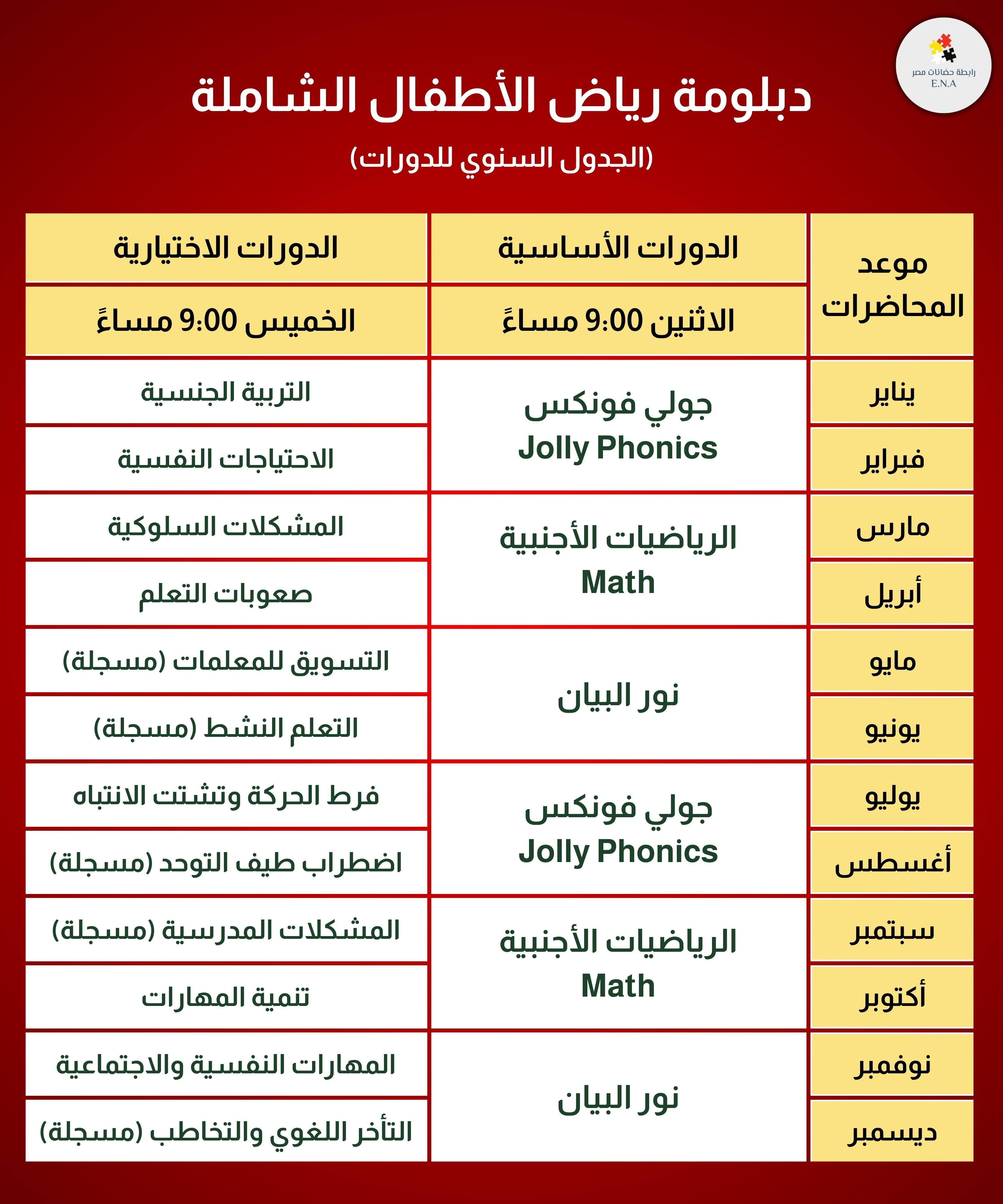 الجدول الدراسي